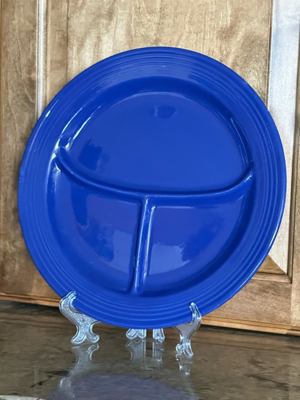 Vintage 1936-1972 HLC fiesta divided plate in Cobalt Blue Homer Laughlin